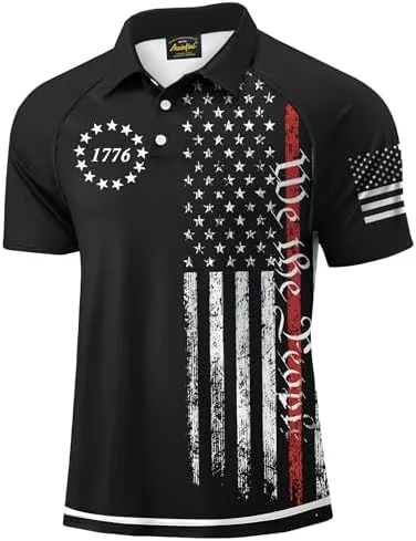 mainfini mens star and flag polo t shirt 4th of july golf shirt american flag collared shirt usmc patriotic shirt l