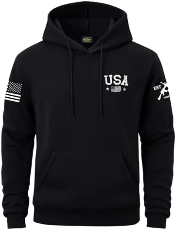 mainfini mens star hoodie american 1776 independence long sleeve fleece lined hoodies america flag print sweatshirt patriotic graphic hooded m